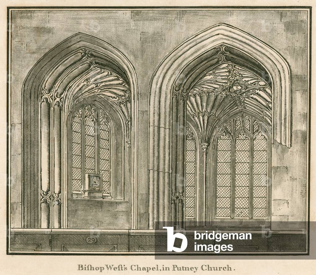 Bishop West's Chapel, Putney Church, London (engraving)