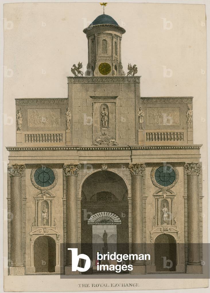 The Royal Exchange, London (coloured engraving)