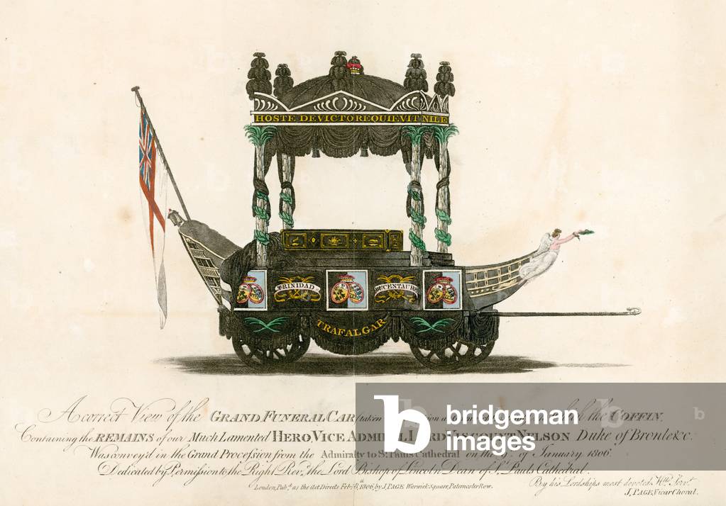 The Grand Funeral Car of Vice Admiral Lord Viscount Nelson (coloured engraving)