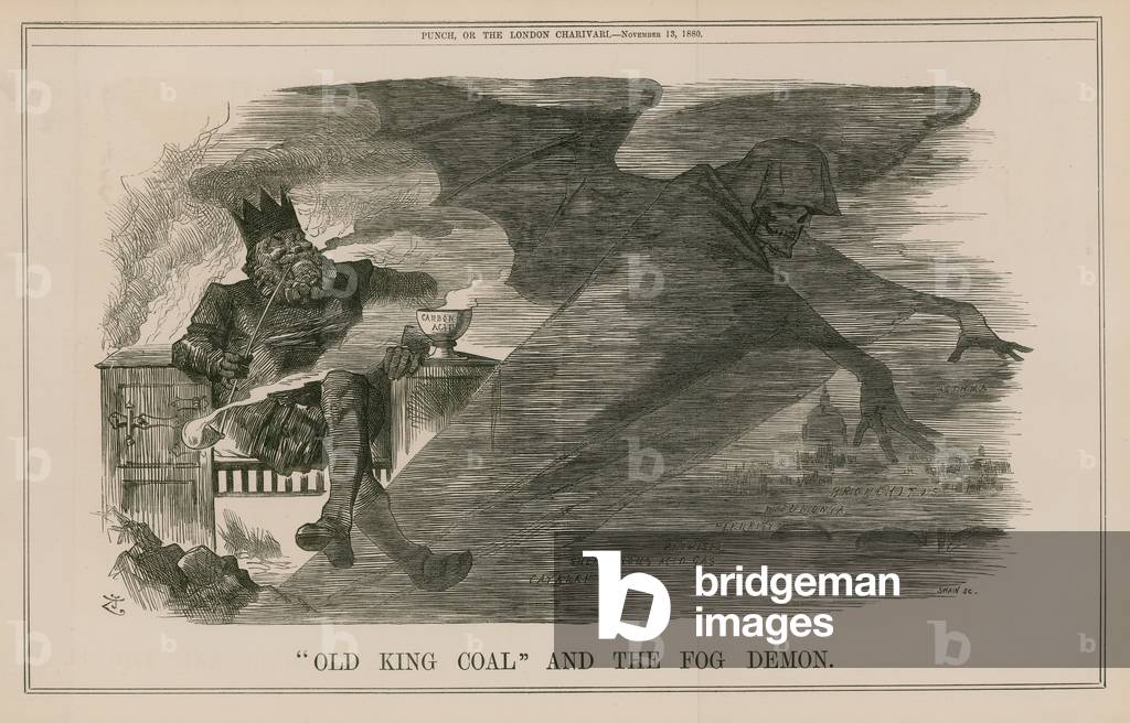 Old King Coal and the fog demon (engraving)