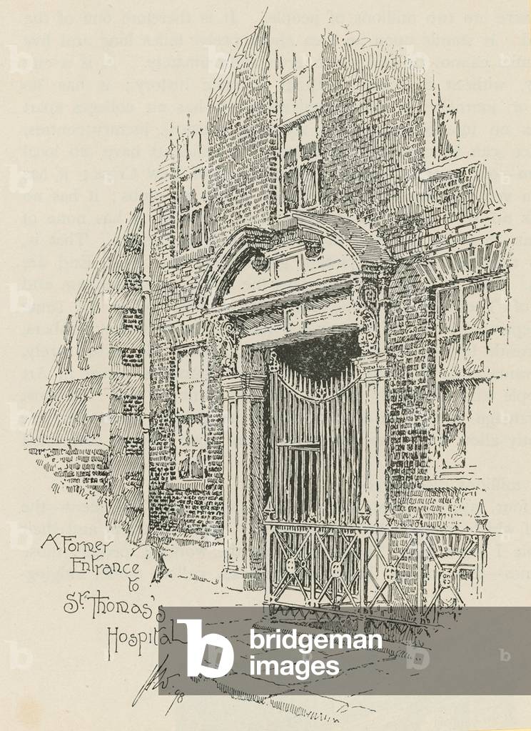 A former entrance to St Thomas's Hospital, London (engraving)