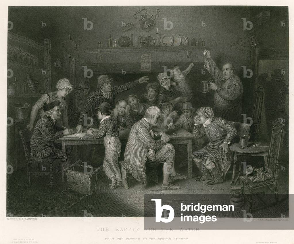 The raffle for the watch (engraving)