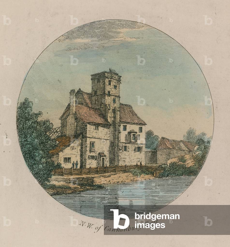 North west of Canonbury House, Islington (coloured engraving)