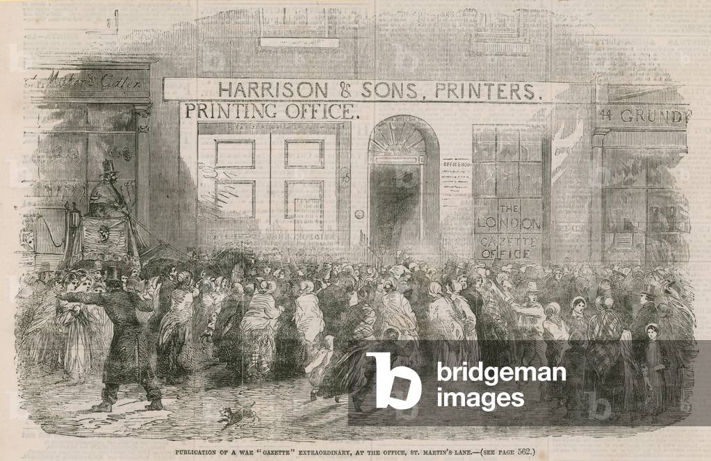 Publication of a War Gazette Extraordinary, at the office, St Martin's Lane (engraving)