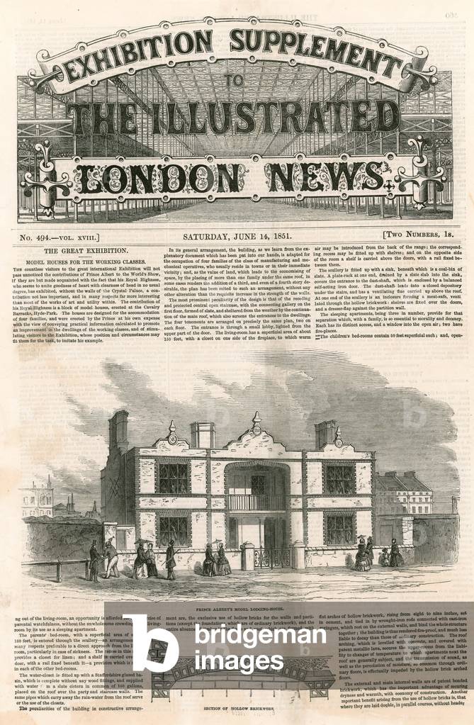 Prince Albert's Model Lodging House, Great Exhibition, 1851 (engraving)