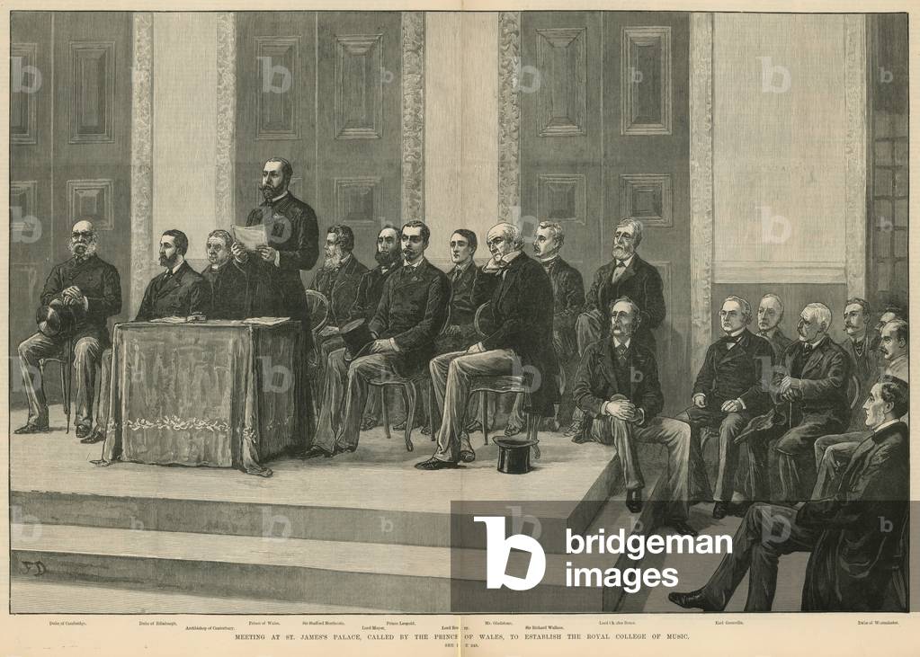 Meeting at St James's Palace, called by the Prince of Wales to establish the Royal College of Music (engraving)