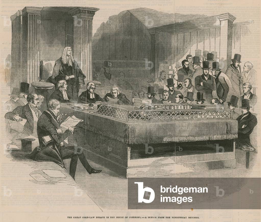 The great Corn Law debate in the House of Commons (engraving)