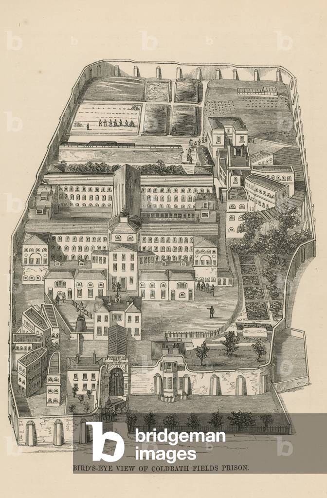 Bird's eye view of Coldbath Fields Prison (engraving)