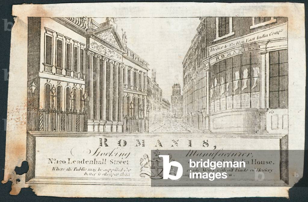 Trade card, Romanis (engraving)