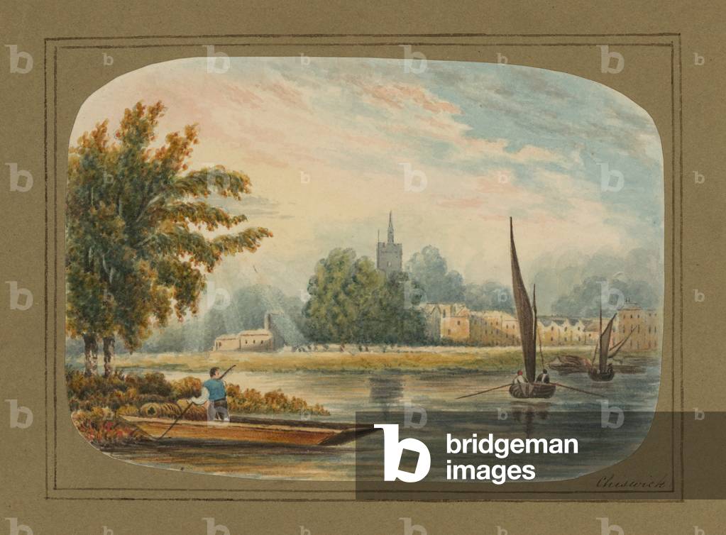 General view over the River Thames at Chiswick (w/c on paper)