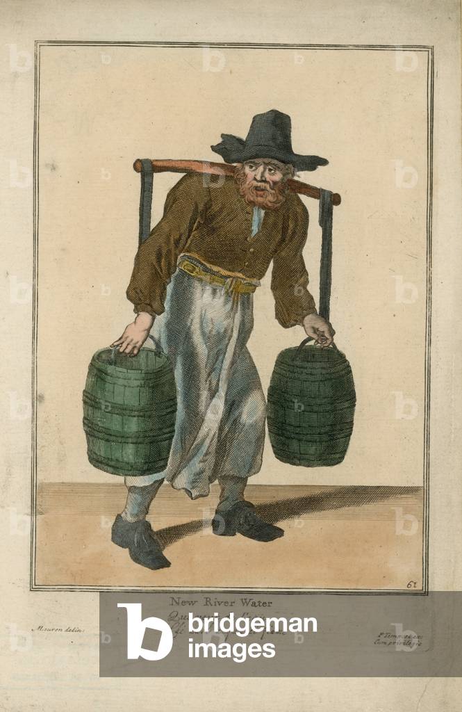 New River Water (coloured engraving)