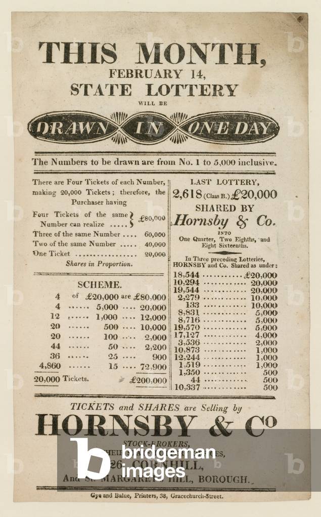 Advertisement for state lottery (engraving)