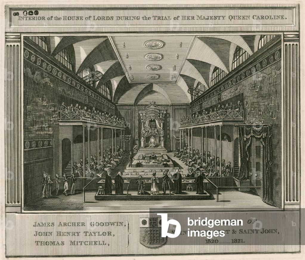 Interior of the House of Lords during the trial of Her Majesty Queen Caroline (engraving)