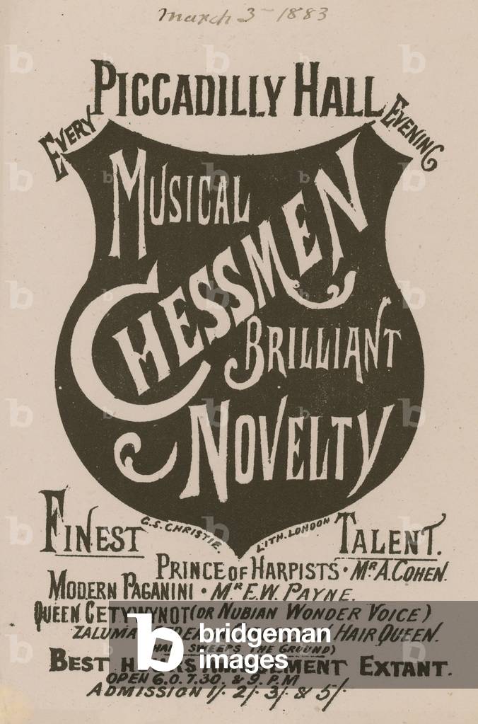 Advertisement for the Musical Chessmen Brilliant Novelty (engraving)