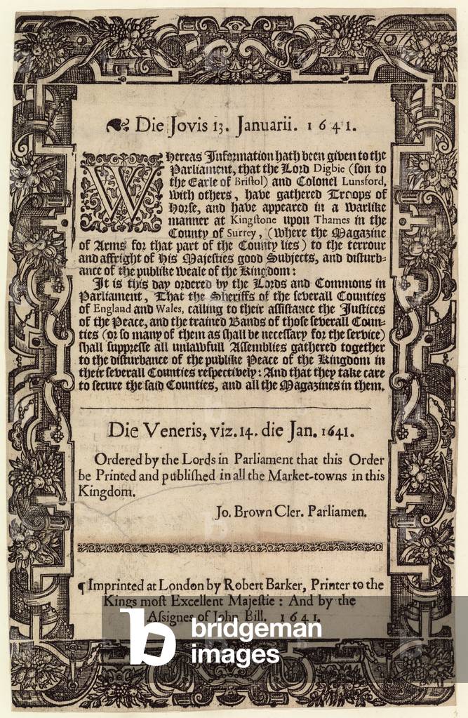 Parliamentary Order, 14 January 1641 (engraving)
