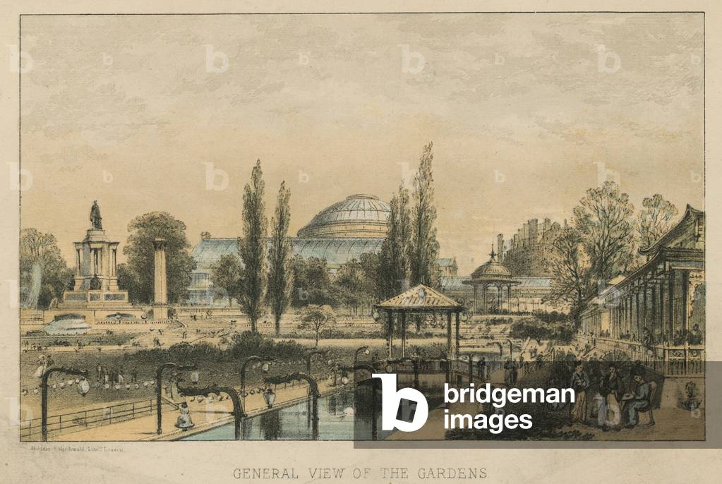 General view of the Horticultural Gardens (coloured engraving)