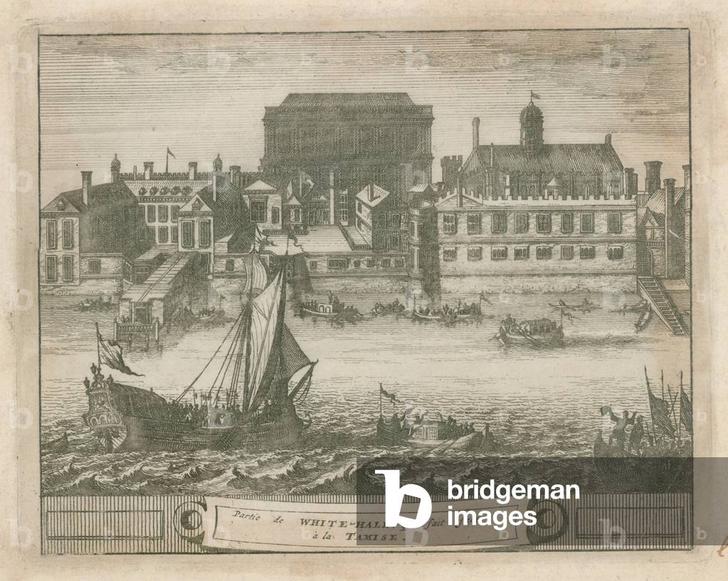 Whitehall from the river Thames (engraving)