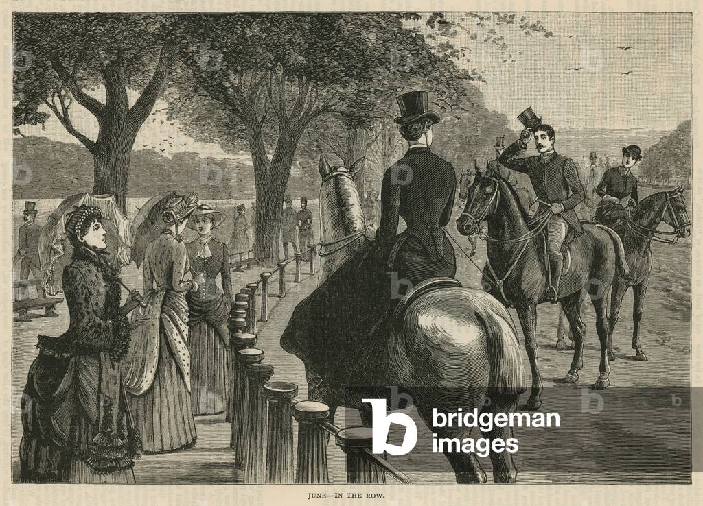 In the Row; Rotten Row, Hyde Park, London (engraving)