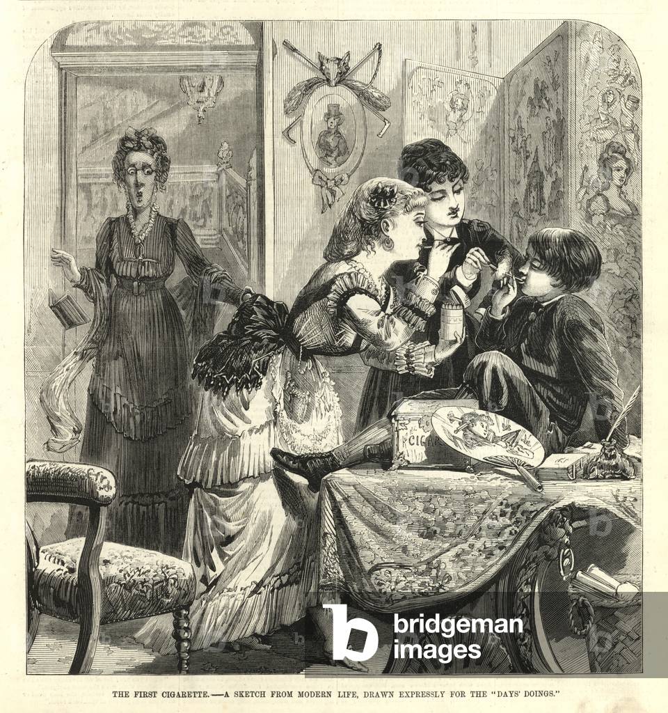 The first cigarette; A sketch from modern life (engraving)