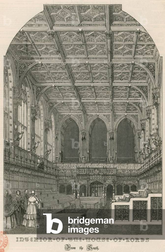Interior of the House of Lords, Westminster, London, from the south (engraving)