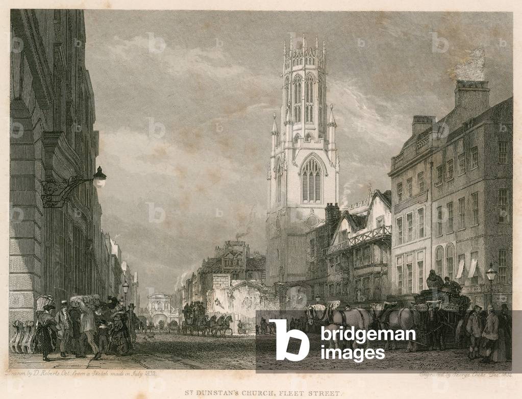 St Dunstan's Church, Fleet Street, London (engraving)