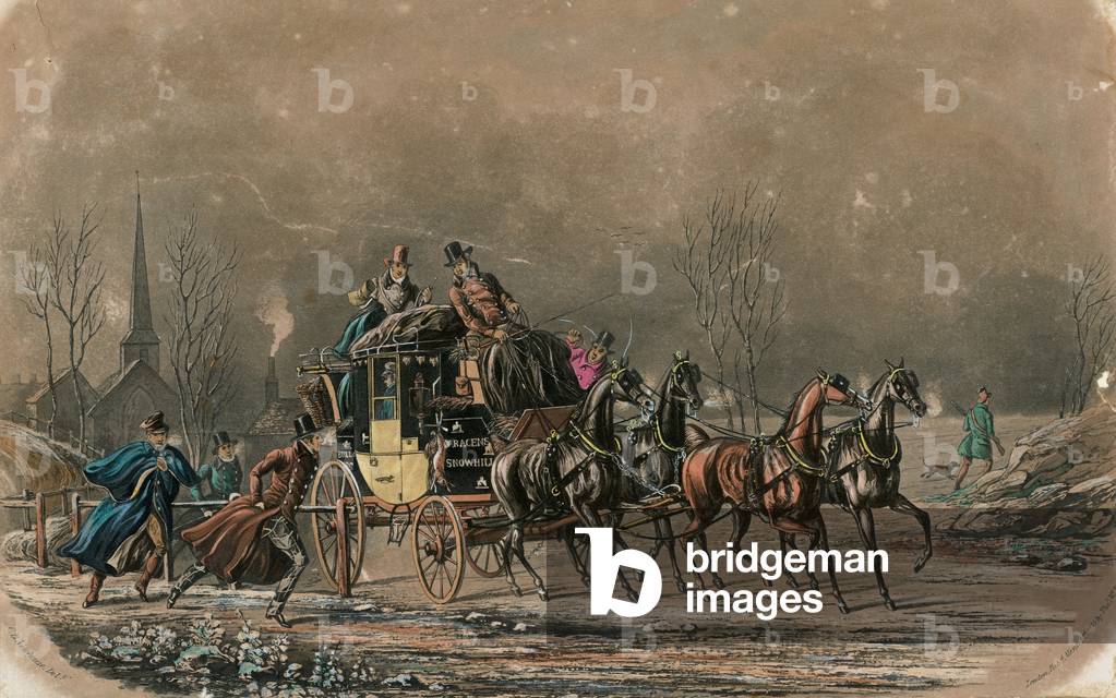 Coach transport (coloured engraving)