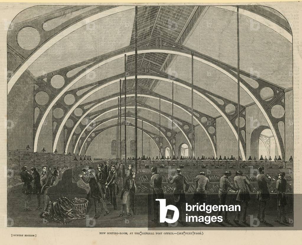 New sorting room at the General Post Office (engraving)