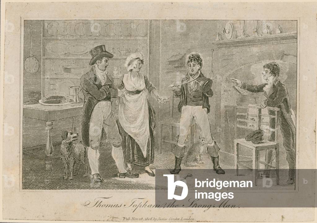 Thomas Topham, the strong man of Islington (engraving)
