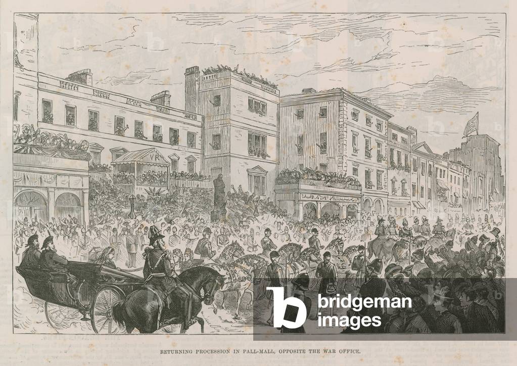 Returning procession in Pall Mall (engraving)