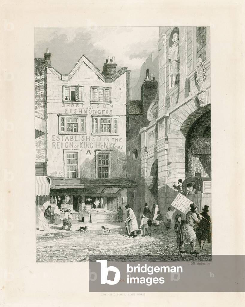 Temple Bar, London. Old Bulk Shop (engraving)