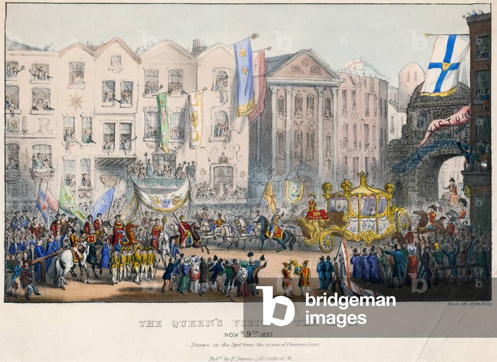 Queen Victoria's first visit to the City of London, 9 November 1837 (coloured engraving)
