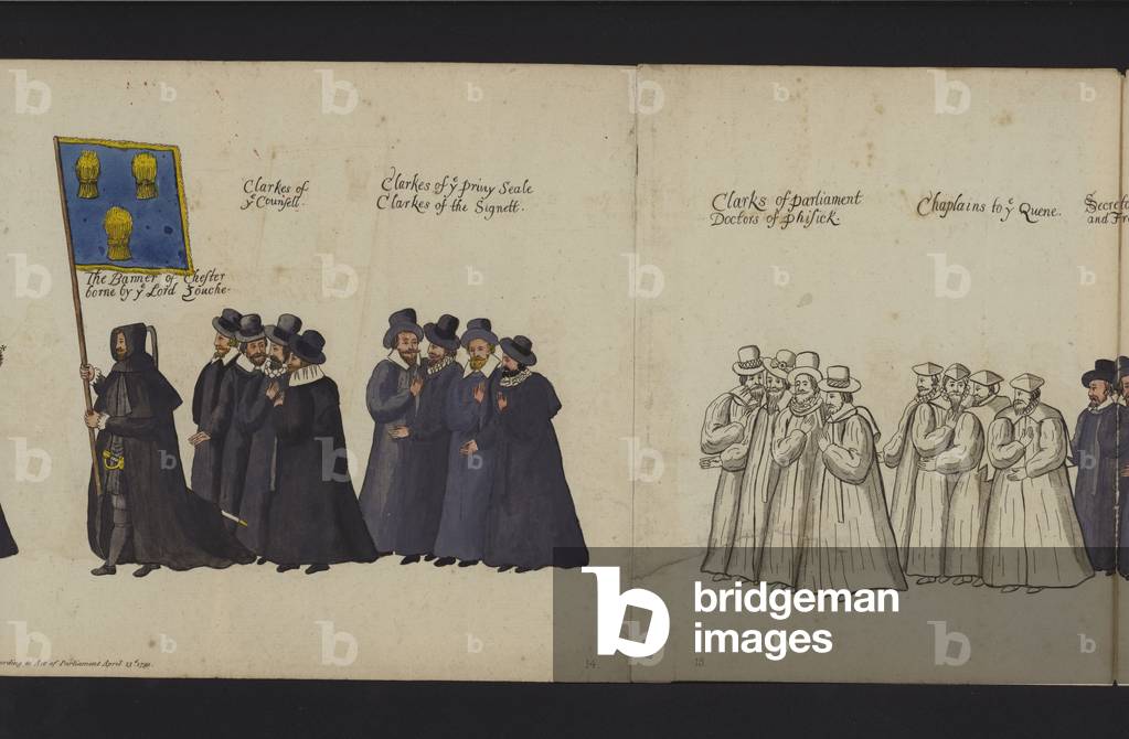 Queen Elizabeth I's Funeral Procession (coloured engraving)