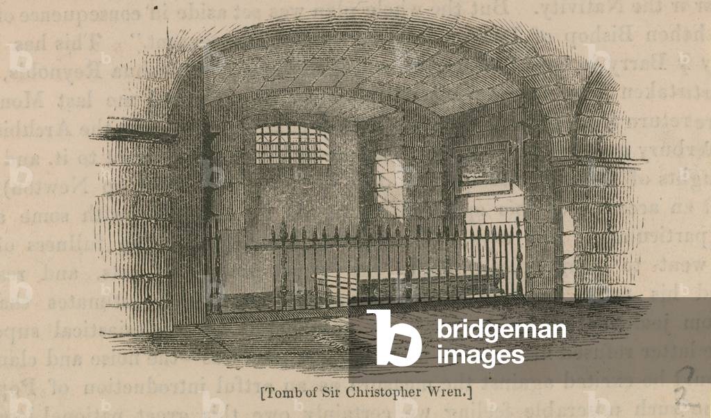 The tomb of Sir Christopher Wren (engraving)