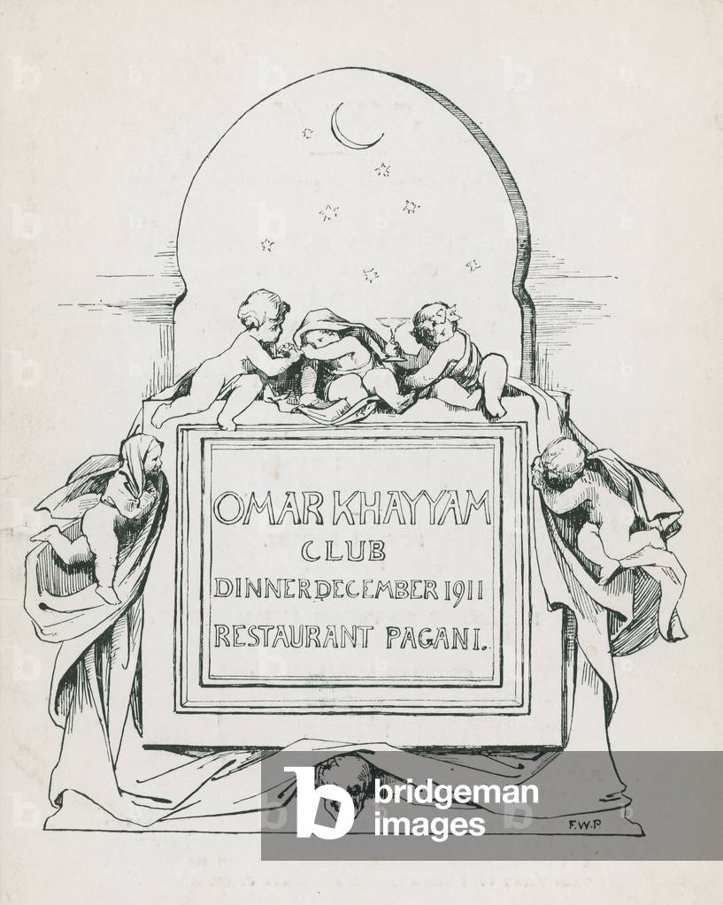 Omar Khayyam Club Dinner, December 1911, at Pagani's Restaurant (engraving)