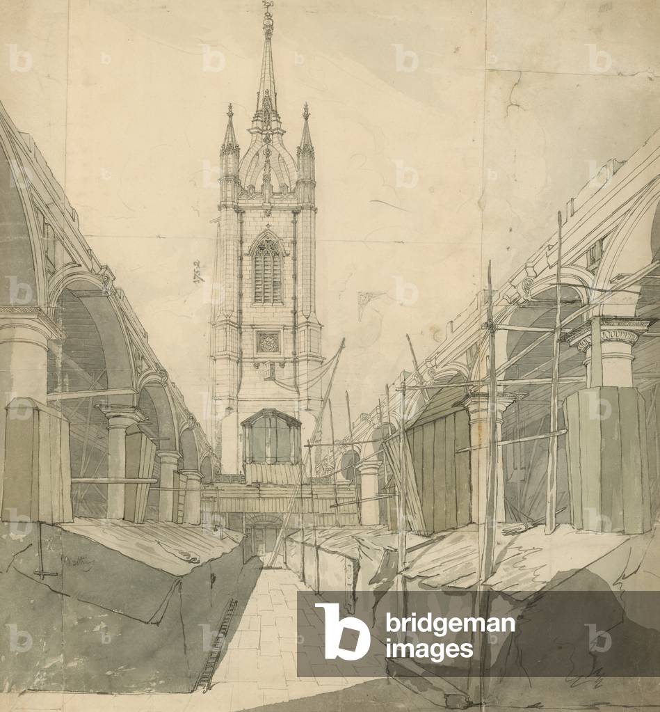 St Dunstan-in-the-East, London (w/c on paper)