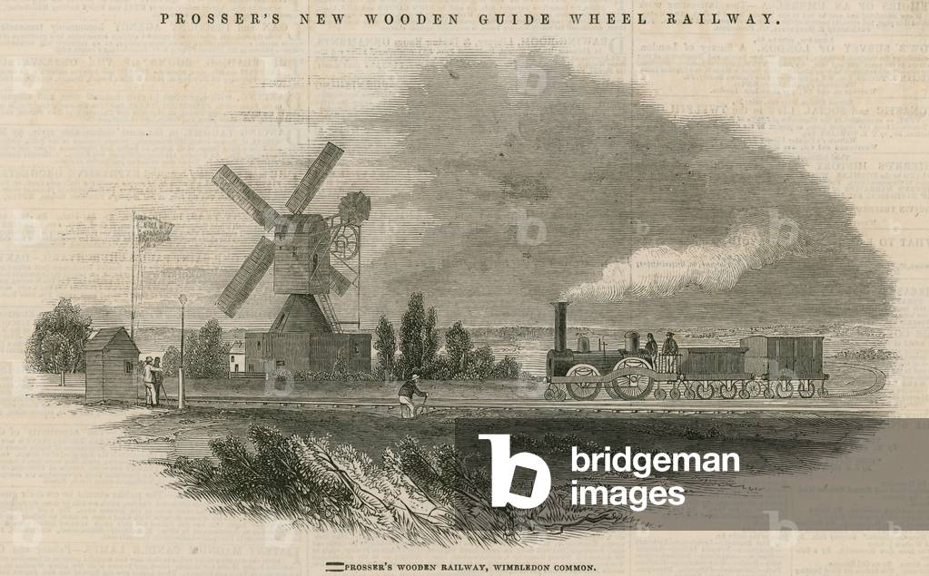 Prosser's wooden railway, Wimbledon Common (engraving)