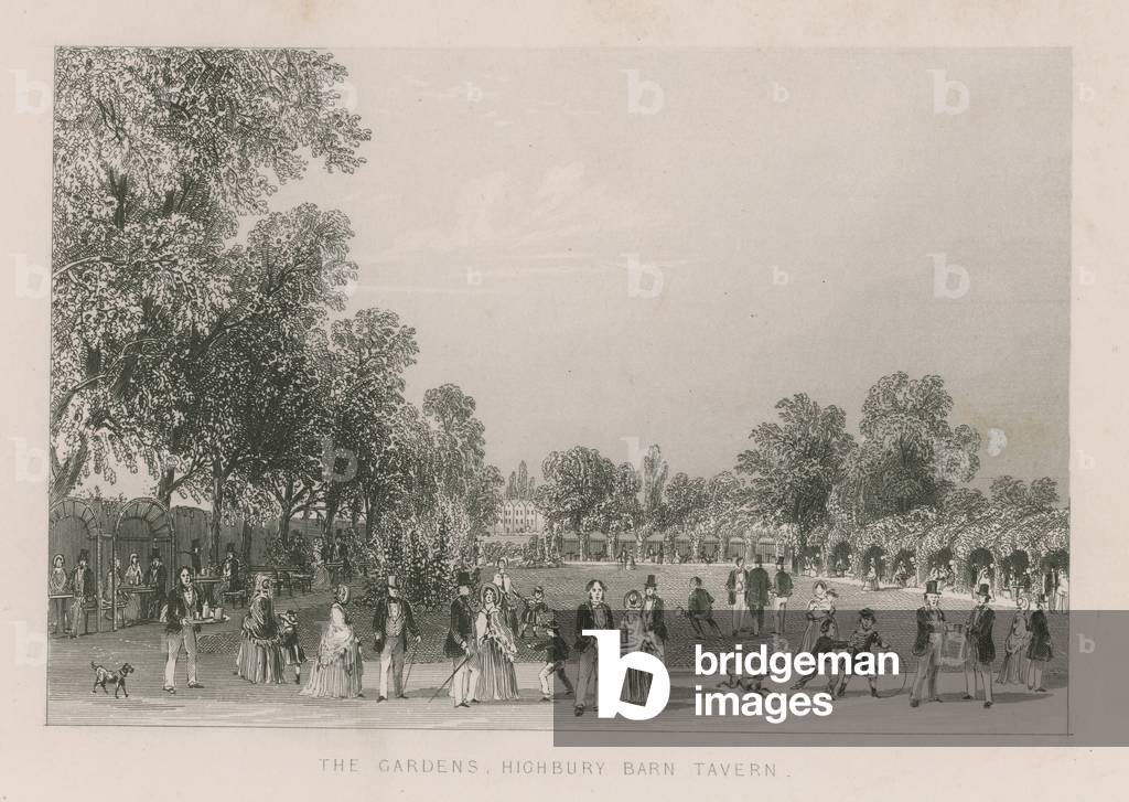 The Gardens at the Highbury Barn Tavern (engraving)