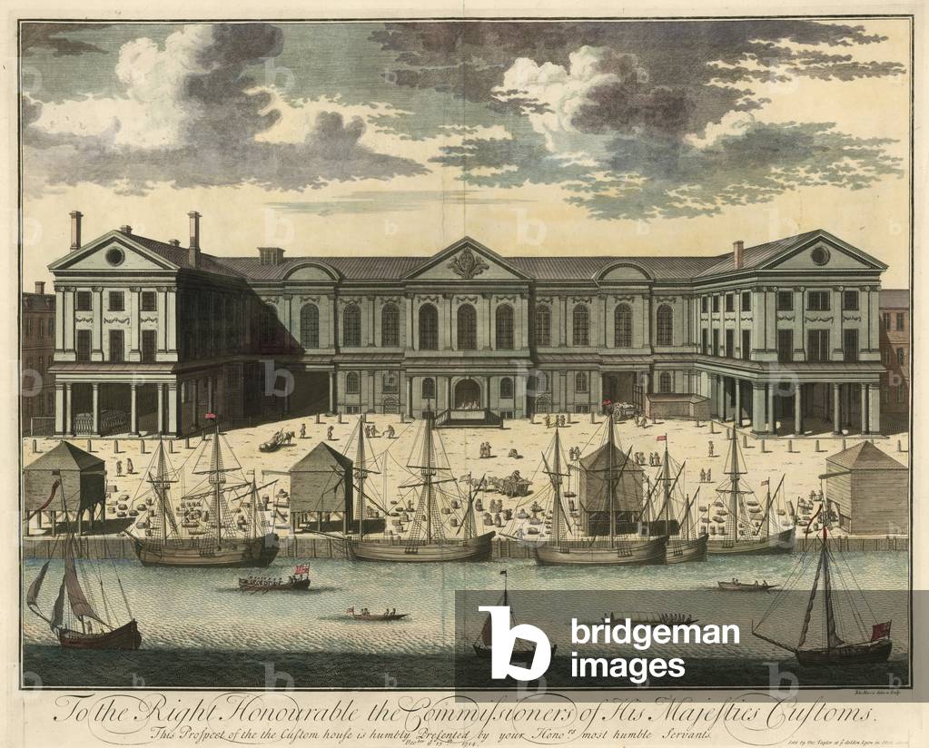 Custom House, London (coloured engraving)