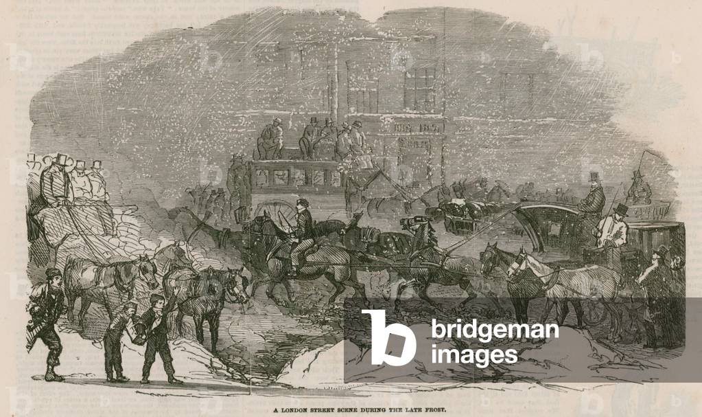 A London Street Scene during the late frost (engraving)