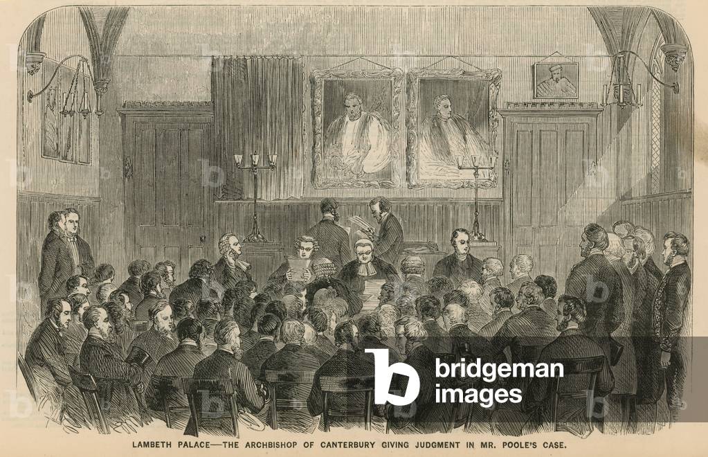 Lambeth Palace - The Archbishop of Canterbury giving judgment in Mr Poole's case (engraving)