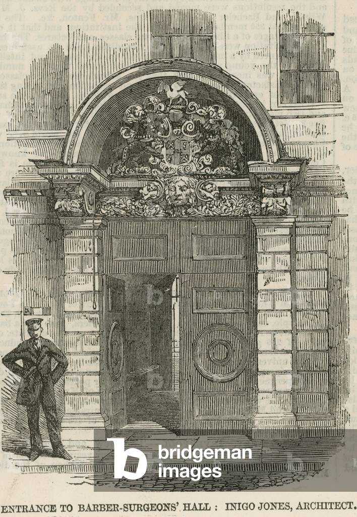 Entrance to the Barber-Surgeons' Hall, Monkwell Street (engraving)