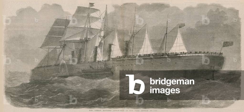The Great Eastern steam ship as she will appear at sea (engraving)
