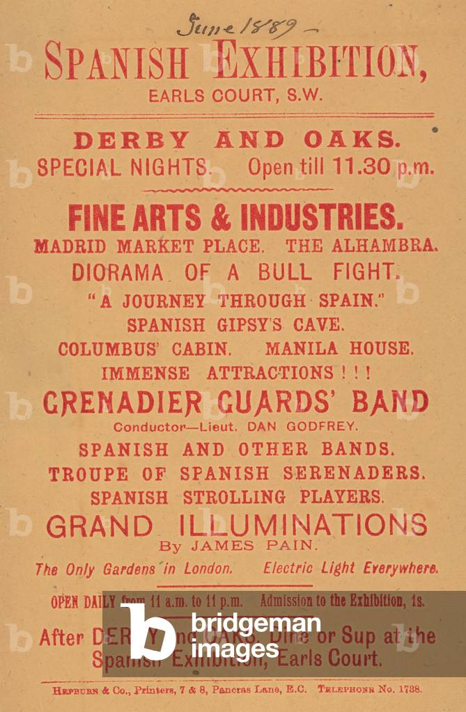 Advert for Spanish Exhibition, Earls Court (engraving)