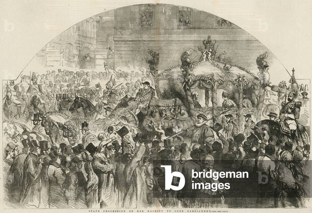 State procession of Her Majesty to open Parliament (engraving)