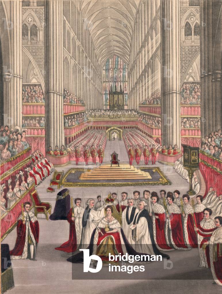 Coronation of Queen Victoria (coloured engraving)