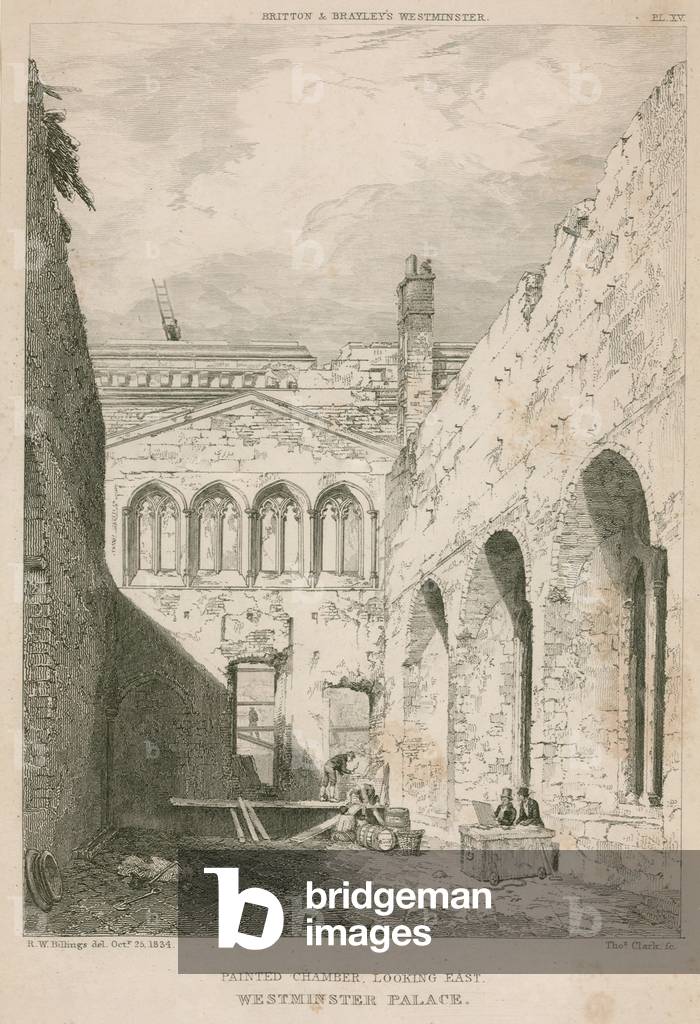 Painted Chamber, Westminster Palace, London, looking east (engraving)