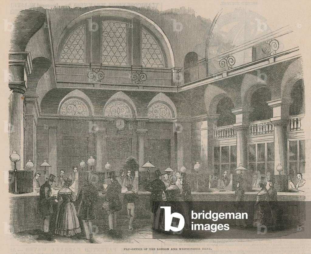 Pay office of the London and Westminster Bank (engraving)