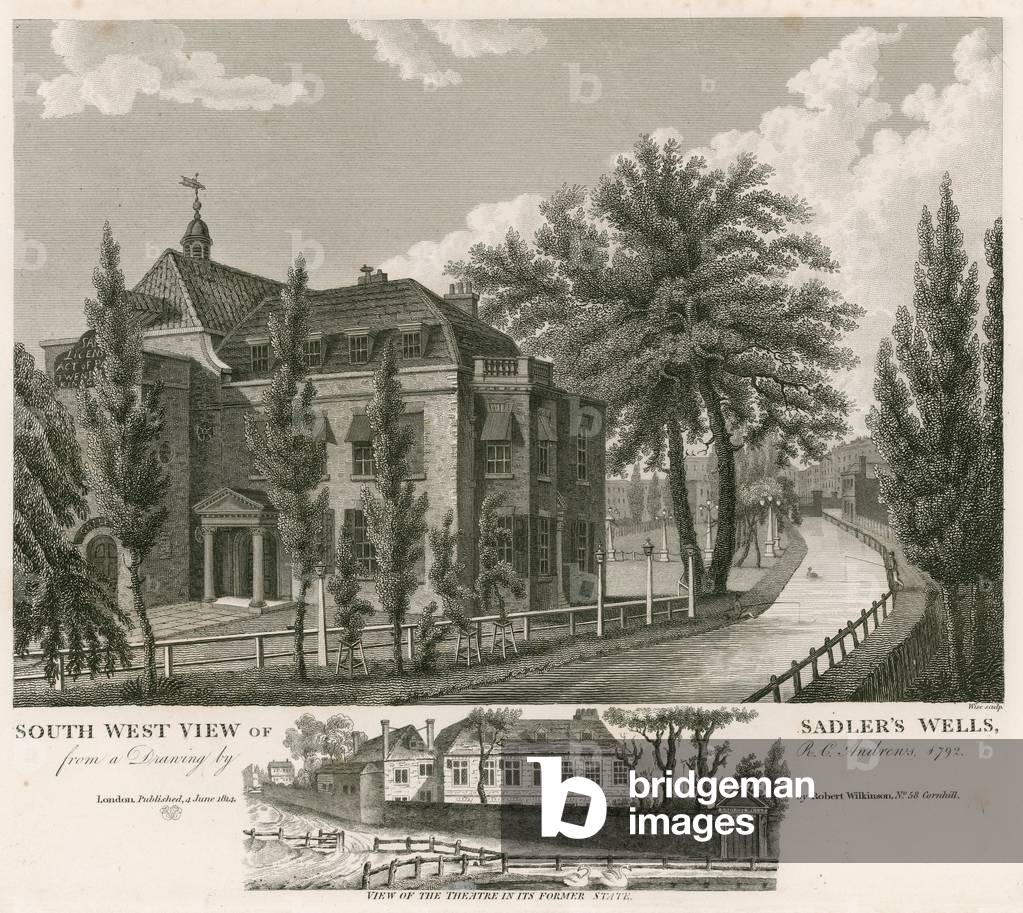 North west view of Sadler's Wells, London (engraving)