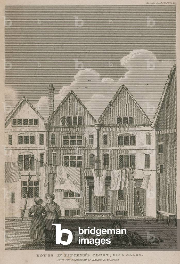 House in Pitcher's Court, Bell Alley, once the residence of Robert Bloomfield (engraving)
