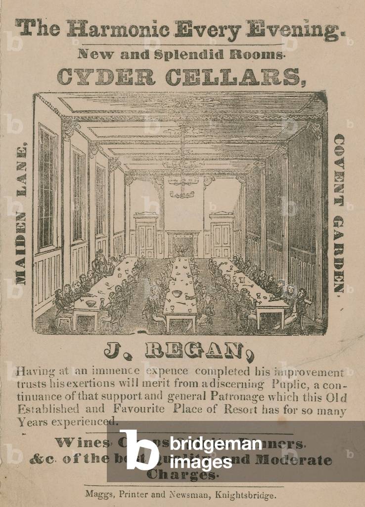 Advert for Cyder Cellars, Maiden Lane, Covent Garden (engraving)